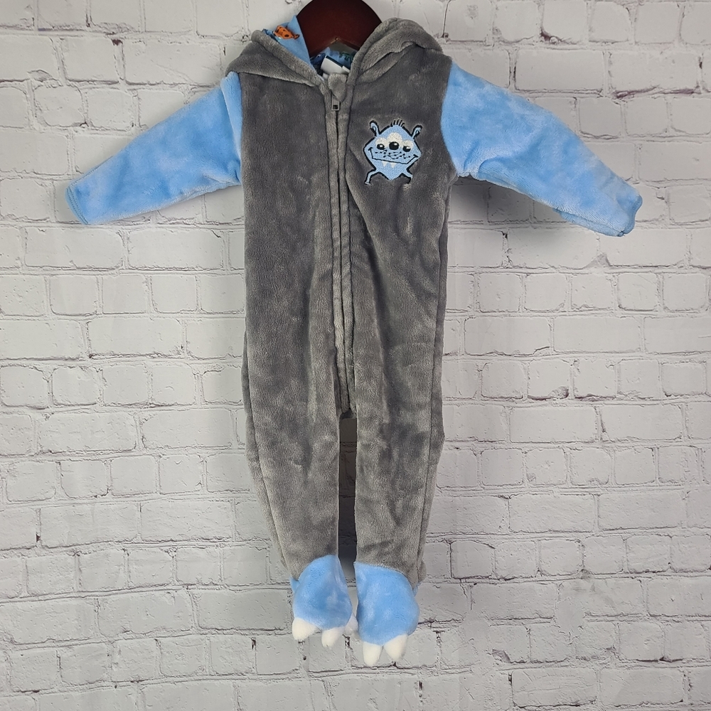 Mick Mack. Footie. Blue and Gray. 0-3 Months